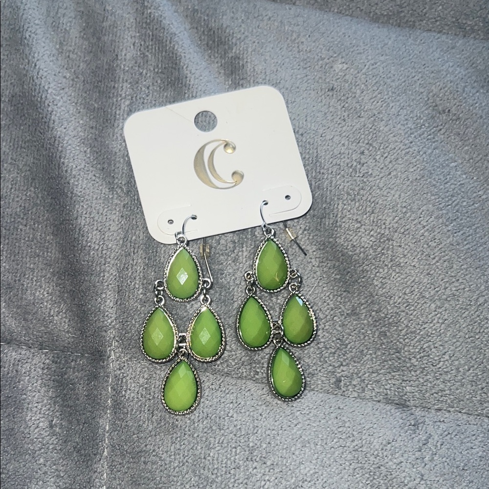 Charming Charlie Lime Green Teardrop Earrings